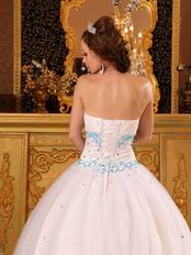 Discount White Ball Gown Quinceanera Dress With Blue Decorate