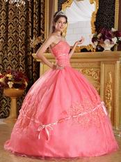 Stylish Watermelon Quinceanera Dress With Bowknot Design