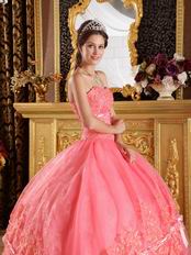 Stylish Watermelon Quinceanera Dress With Bowknot Design