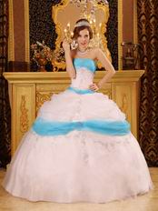 Perfect Embroidered White Quinceanera Dress With Aqua Details