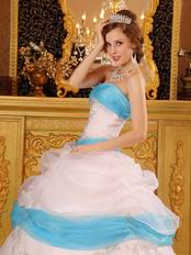 Perfect Embroidered White Quinceanera Dress With Aqua Details