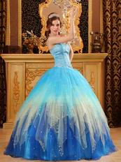 Stylish Gradually Changing Fading Contrast Color Quinceanera Dress