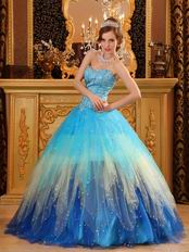 Stylish Gradually Changing Fading Contrast Color Quinceanera Dress