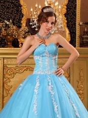 Sweet Heart Style Aqua Custom Made Quinceanera Dress Popular