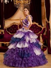 Purple One Shoulder Quinceanera Dress With Layers Ruffles Skirt