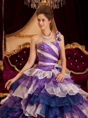 Purple One Shoulder Quinceanera Dress With Layers Ruffles Skirt