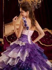 Purple One Shoulder Quinceanera Dress With Layers Ruffles Skirt