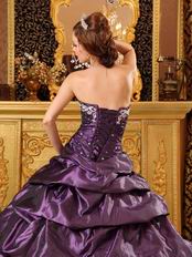 Purple Taffeta Sweetheart Quinceanera Dress With Applique