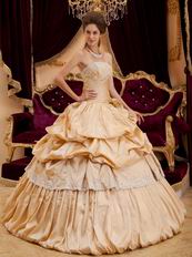 Beautiful Bubble Ball Gown Champagne Taffeta Quinceanera Dress