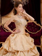 Beautiful Bubble Ball Gown Champagne Taffeta Quinceanera Dress