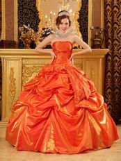 Elegant Picks-up Emberllishment Orange Red Quinceanera Dress