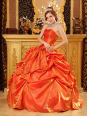 Elegant Picks-up Emberllishment Orange Red Quinceanera Dress