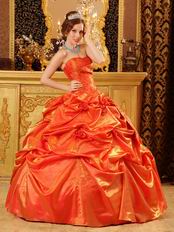 Elegant Picks-up Emberllishment Orange Red Quinceanera Dress