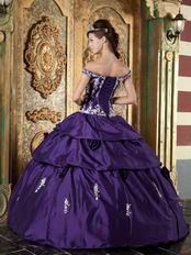 Off Shoulder Purple Taffeta 2014 Quinceanera Dress To Girl