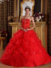 Dark Red V-shaped Ball Gown Floor Length Quinceanera Dress