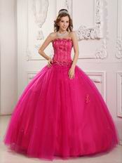 Bordure Strapless Winter Quinceanera Party Thick Dress In Fuchsia