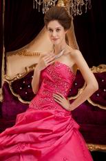 Strapless Coral Red Quinceanera Dress With Applique