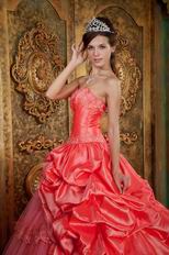 Embroidery Layers Skirt Quinceanera Ball Gown In Watermelon