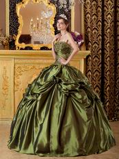 Olive Green Strapless 2014 Prom Quinceanera Dress For Sale