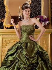 Olive Green Strapless 2014 Prom Quinceanera Dress For Sale