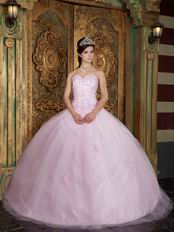 Sweetheart Appliqued Baby Pink 16th Quinceanera Dress