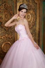 Sweetheart Appliqued Baby Pink 16th Quinceanera Dress