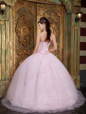 Sweetheart Appliqued Baby Pink 16th Quinceanera Dress