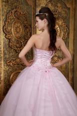 Sweetheart Appliqued Baby Pink 16th Quinceanera Dress