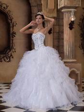 Sexy Sweetheart Ruffled Skirt Quinceanera Dress In White