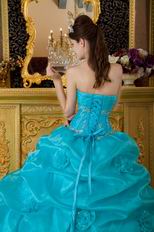 Sweetheart Neckline Teal Blue Floor Length Quinceanera Gown