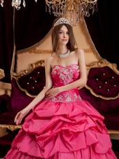 Sweetheart Layers Skirt Evening Ball Gown In Hot Pink