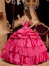 Sweetheart Layers Skirt Evening Ball Gown In Hot Pink