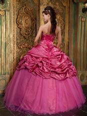 Printed Stripe Fabric Fuchsia Quinceanera Ball Gown With Jacket