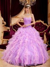 Pretty Lilac And Pink Ruffle Skirt Dress To Girl Quinceanera Party