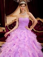 Pretty Lilac And Pink Ruffle Skirt Dress To Girl Quinceanera Party