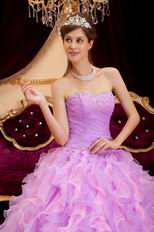 Pretty Lilac And Pink Ruffle Skirt Dress To Girl Quinceanera Party