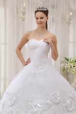 Rolled Flowers Decorate White Skirt Quinceanera Dress Sweetheart