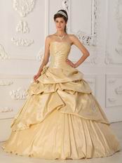 Side Applique Champagne Handmade Quinceanera Dress to Girl