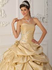 Side Applique Champagne Handmade Quinceanera Dress to Girl