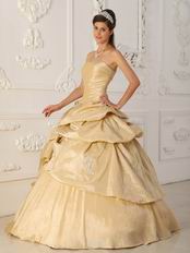 Side Applique Champagne Handmade Quinceanera Dress to Girl