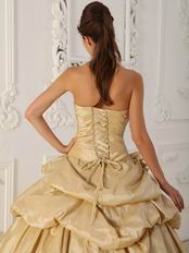 Side Applique Champagne Handmade Quinceanera Dress to Girl