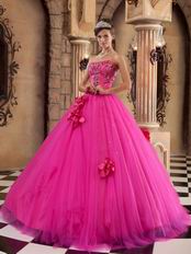 Trimed A-line Skirt Fuchsia Quinceanera Dress For 2014 Wear