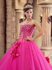 Trimed A-line Skirt Fuchsia Quinceanera Dress For 2014 Wear