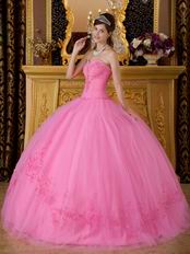 Best Deals Pink Quinceanera Gown With Embroidered Skirt Bottom