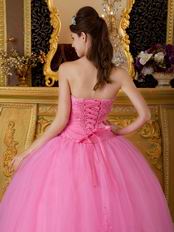 Best Deals Pink Quinceanera Gown With Embroidered Skirt Bottom