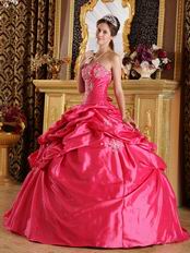 Embroidered Pick-ups Deep Rose Pink Quinceanera Gown Cheap