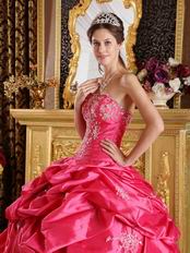 Embroidered Pick-ups Deep Rose Pink Quinceanera Gown Cheap