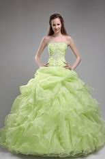 Cheap Spring Green Quinceanera Ruffled Floor Length Dress