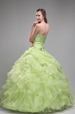 Cheap Spring Green Quinceanera Ruffled Floor Length Dress