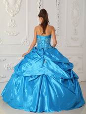 Hot Sell Sweetheart Teal Blue Puffy Ball Gown To Quinceanera